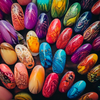Firefly colorful nails in a salon 28315
